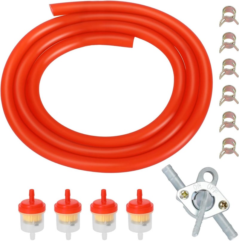 XIKOBY 3.28FT 3/16 Inch ID Gas Fuel Line Compatible with 125cc 110cc Tao tao Coolster Apollo GY6 CRF50 XR50 50cc 90cc Motorcycle Pit Dirt Bike ATV Go Kart Parts with 1/4" Inline Shut Off Valve Petcock - Image 1